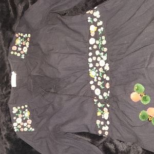 TORY BURCH embroidered black top